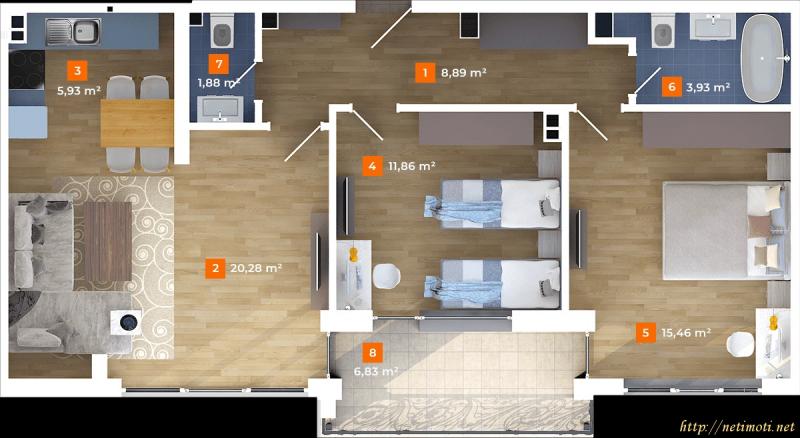 Снимка 1 на тристаен апартамент в София - Лагера в категория недвижими имоти продава - 88 м2 на цена  124300 EUR 